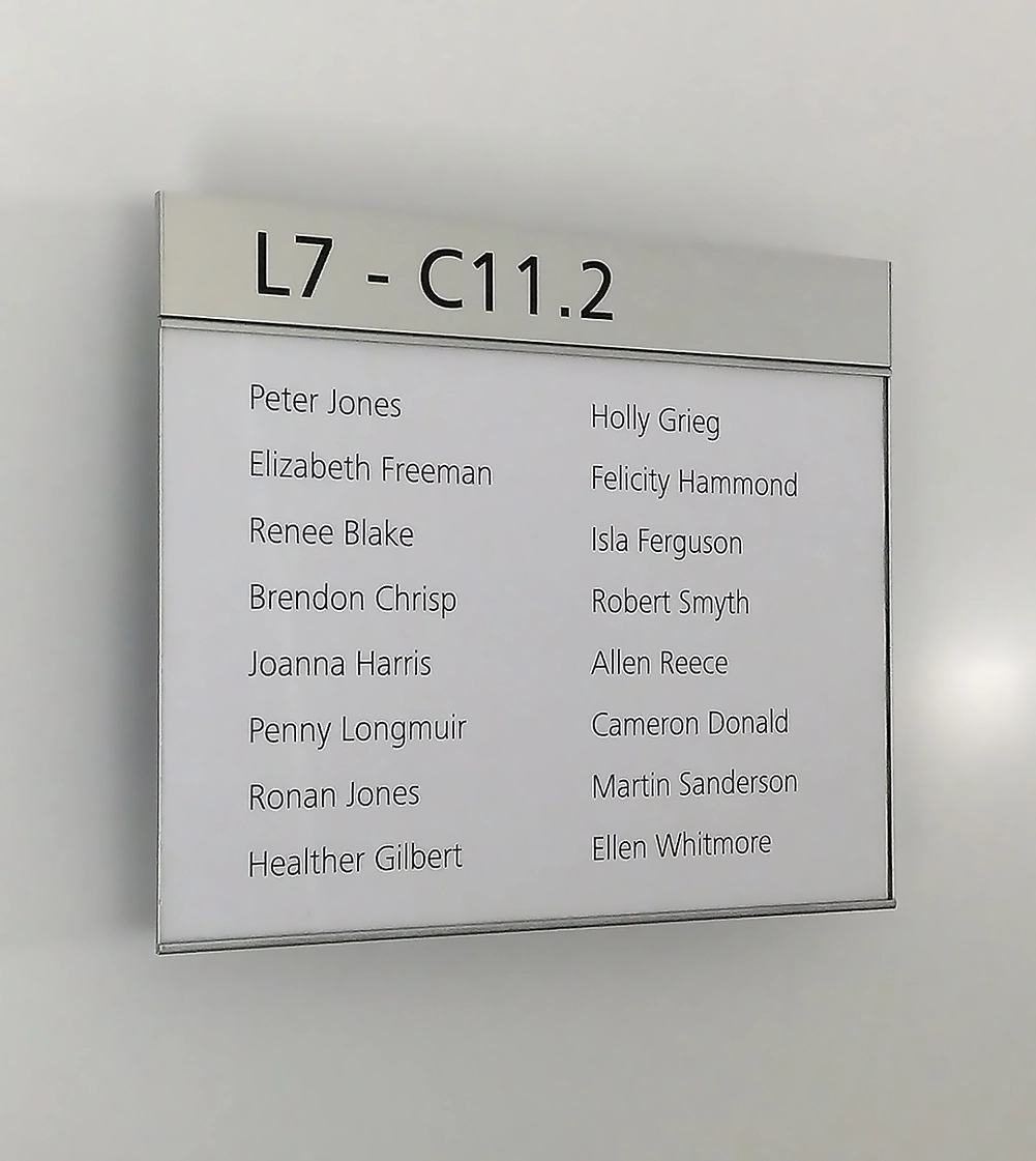 Flexa-Frame wall-mounted printed information display